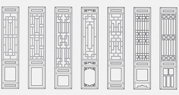 泸西常用中式仿古花窗图案隔断设计图